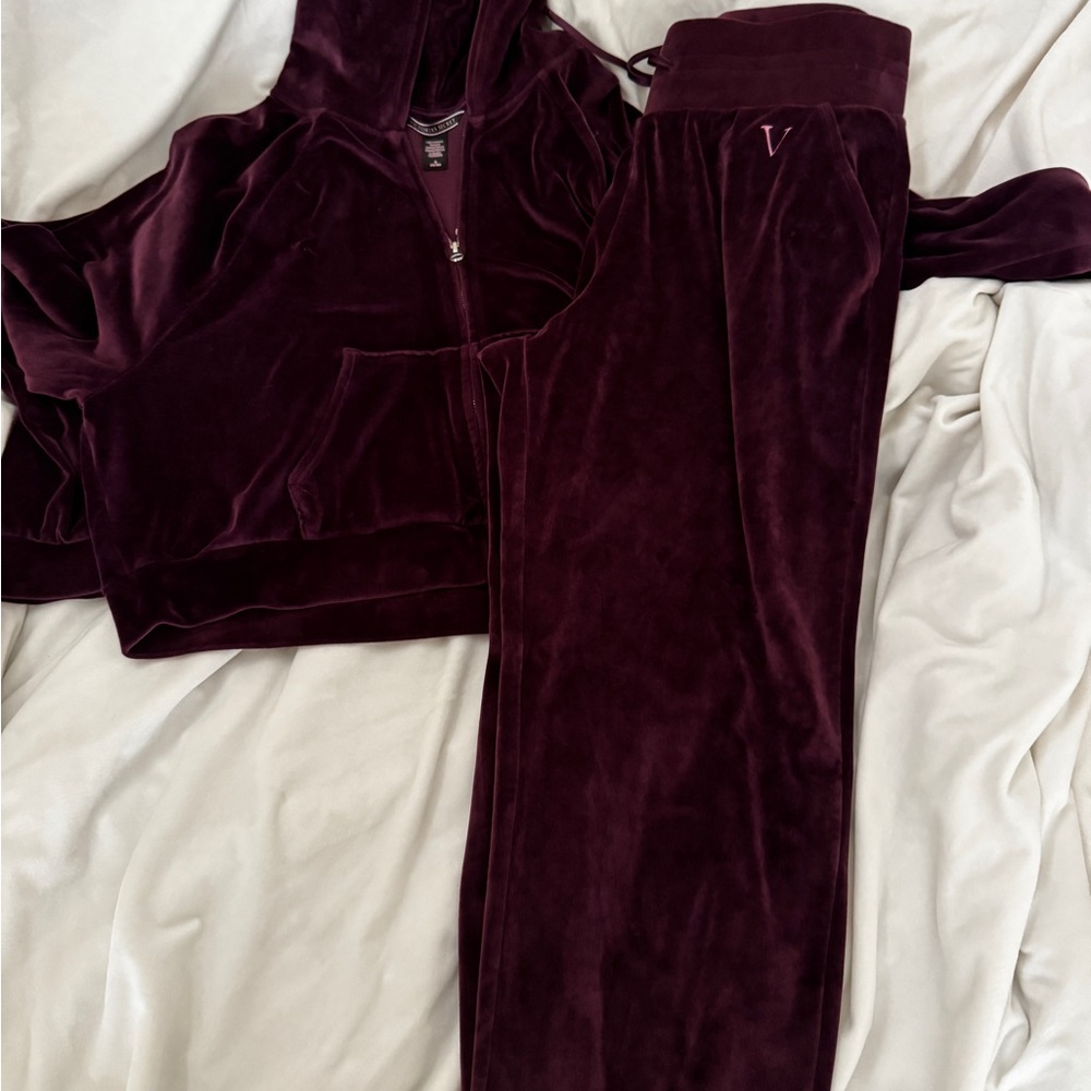 Victoria's Secret Velvet Lounge Set in Rich Burgundy